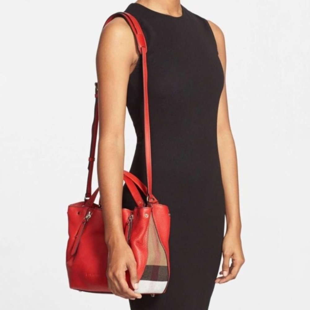 NEW BURBERRY red Calfskin Small Maidstone Tote - Picture 2 of 7